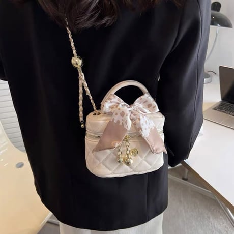 スカーフ付きキルティングバニティbag  2種3色