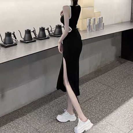 sporty slit long op 2色