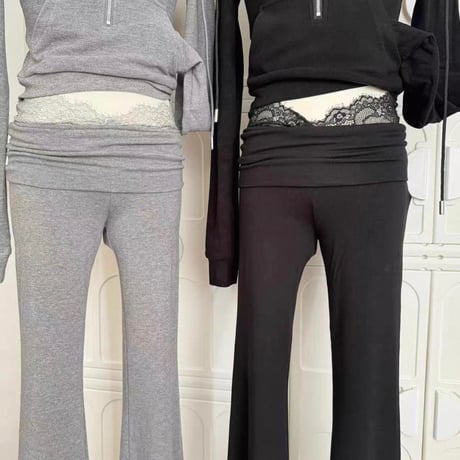 Lace Zip Hoodie Lounge Set 2色