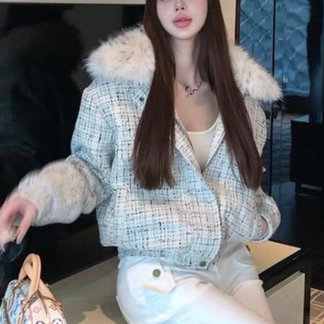 Tweed Fur Collar Short Jacket