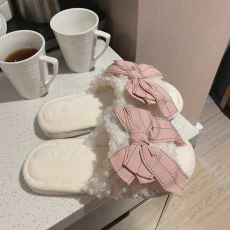 リボン ルームシューズ 4色