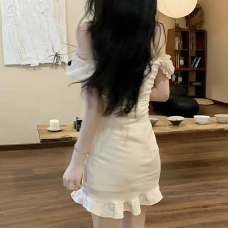 フリルギャザーGirly半袖ワンピ