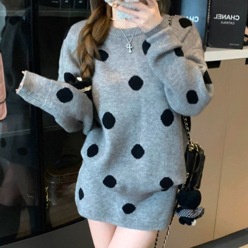 ドットデザインニットセットアップ 2色 | ecrea