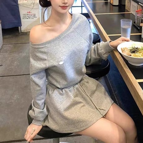 Casual Off-shoulder Sweat set up 2色