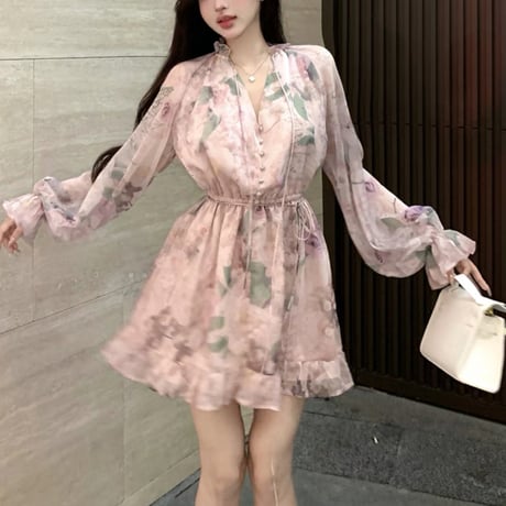 flower pink chiffon op