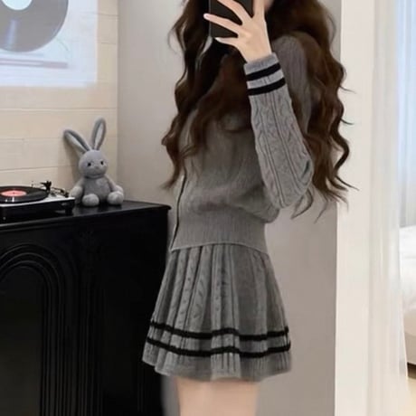 Ribbon Knit Cardigan Set