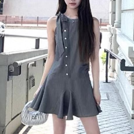 黒崎るりか様ご着用♡Button design ribbon dress 2色