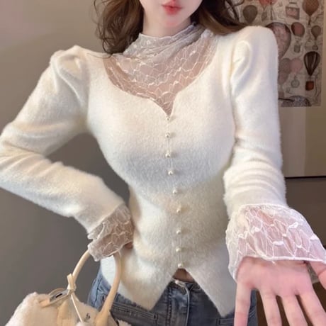 デコルテシースルーレーストップス