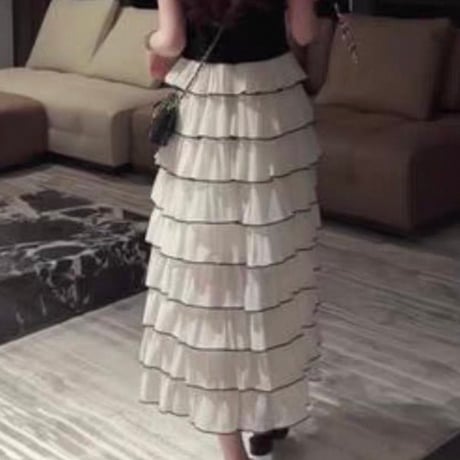 Tiered Ruffle Midi Skirt