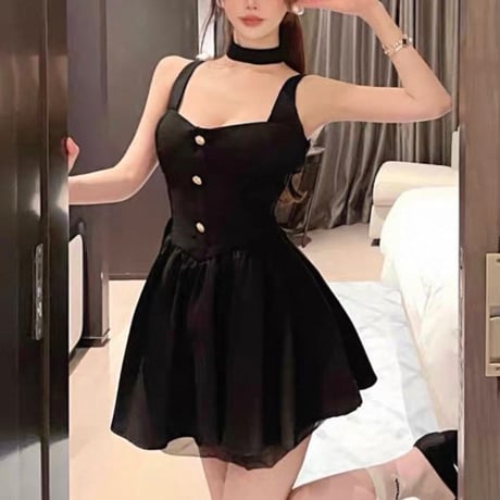 black tulle flare op