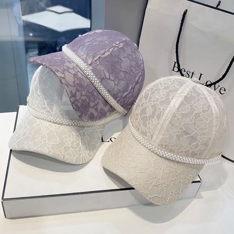 lace perl cap 3色