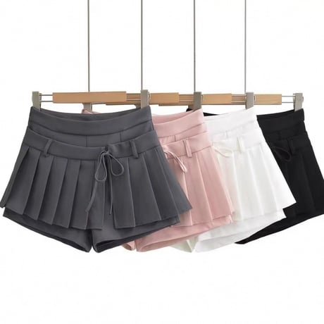 Pleat ribbon culotte 4色