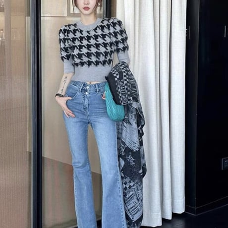 houndstooth pattern tops