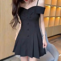 Black Sweet Pleats Onepiece