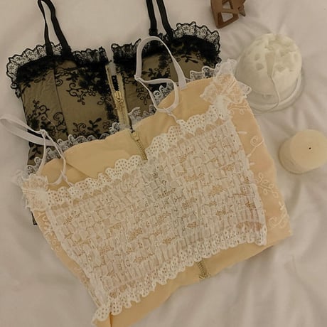 lace fastener camisole 2色