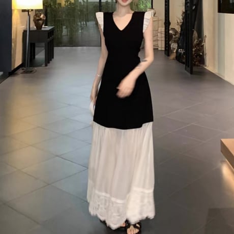 シアードッキングVネックワンピ