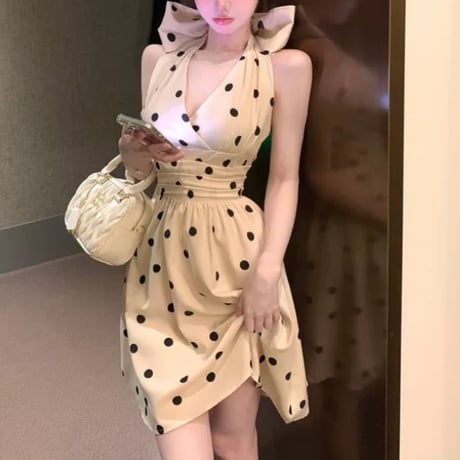 ネックリボンドットワンピ
