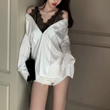 つかさ様ご着用*.black lace sexy トップス