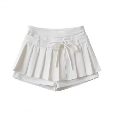 Pleat ribbon culotte 4色