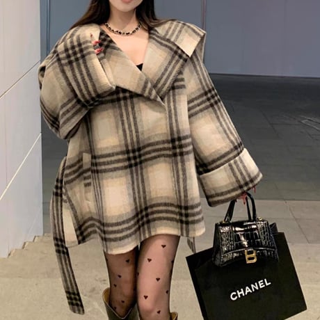 big color plaid coat