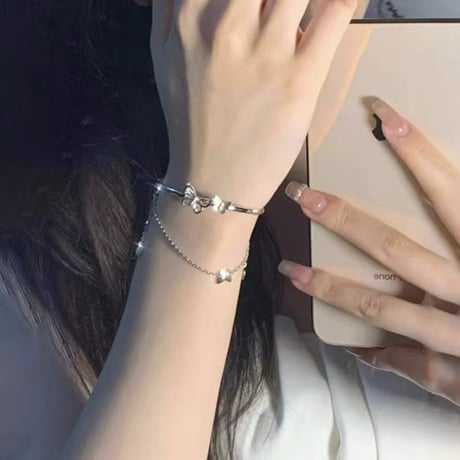2連バタフライデザインブレスレット