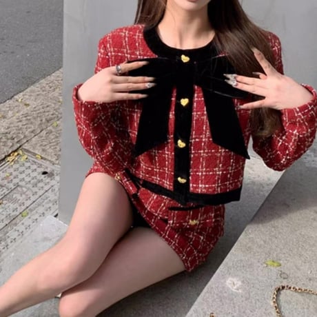 愛咲マリン様ご着用♡ツイードリボンデザインセットアップ