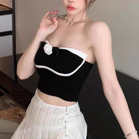 Rose Ribbon Tube Top 2色