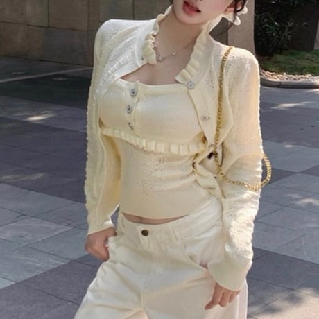 Cream Lace Layered Set