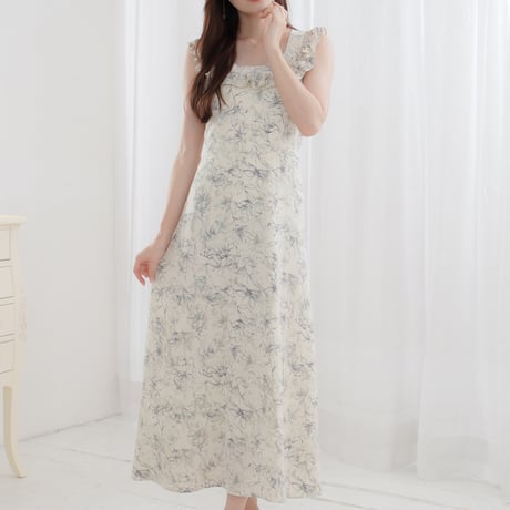 flower frill no sleeve dress