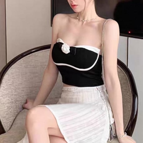 Rose Ribbon Tube Top 2色