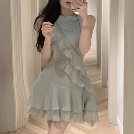 Layer Frill Chiffon Dress