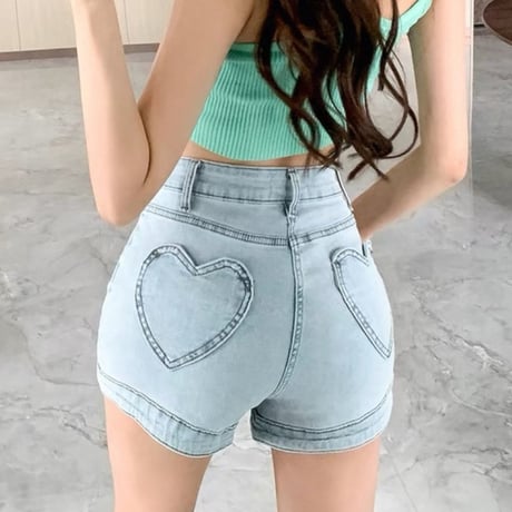 Heart stitch denim pants 3色