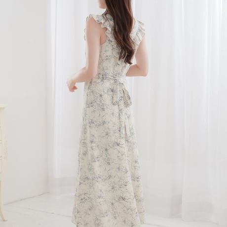 flower frill no sleeve dress