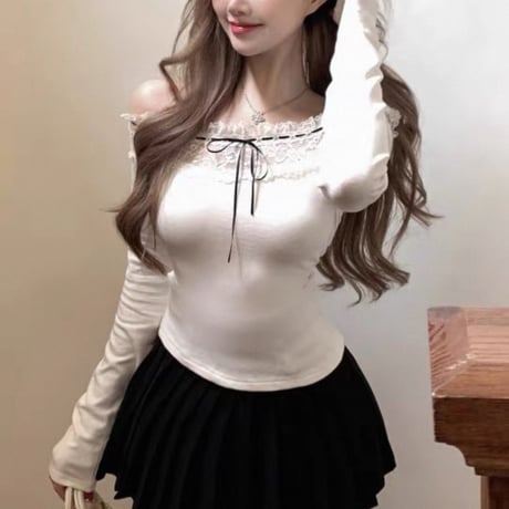 Lace Ribbon Off-Shoulder Top