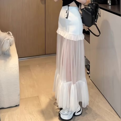 シースルーロングスカート 2色