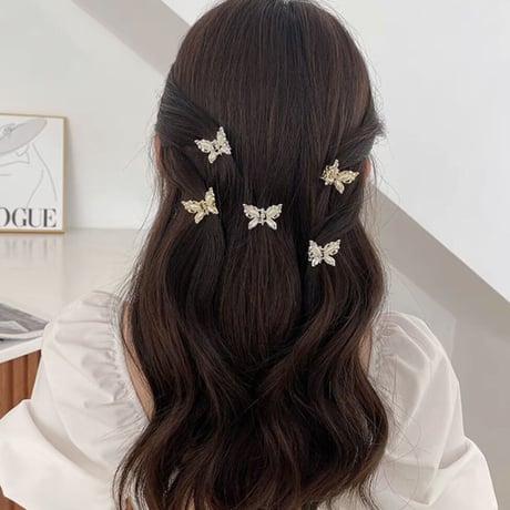 バタフライヘアクリップゴールド＆シルバー4個セット