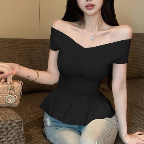 瀬戸りこ様ご着用♡Elegant Peplum Knit Top 2色