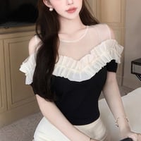 Frill Pearl Mesh Top