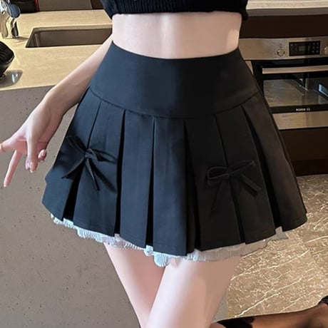 リボンプリーツスカート 2色