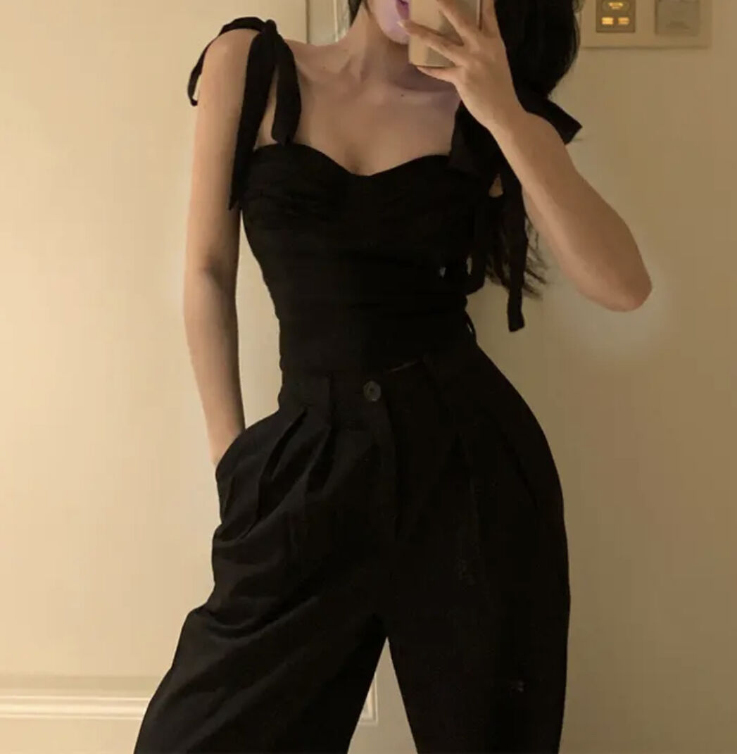 肩リボントップス＋パンツset | ecrea 