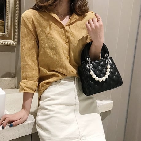 パール付き ハンドbag 4色
