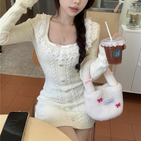 Girly ニットレースワンピ 2色