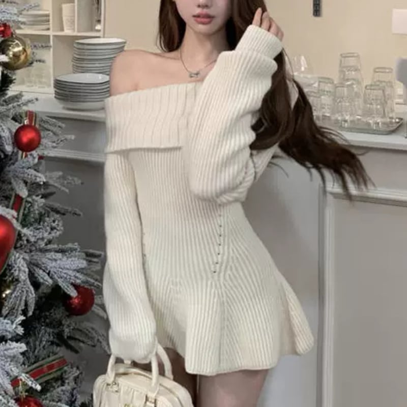 オフショペプラムニットトップス | ecrea