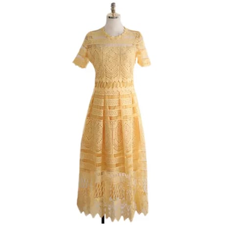 愛瀬椿様ご着用yellow crochet onepiece