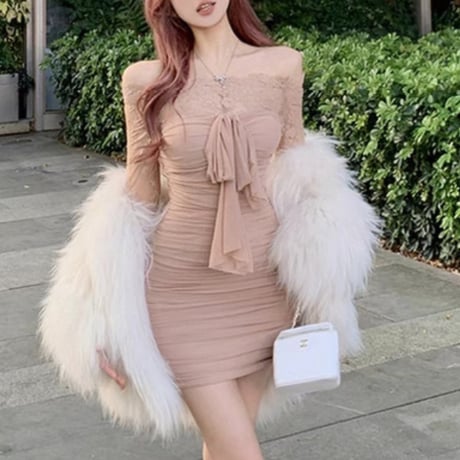 Brown beige dress