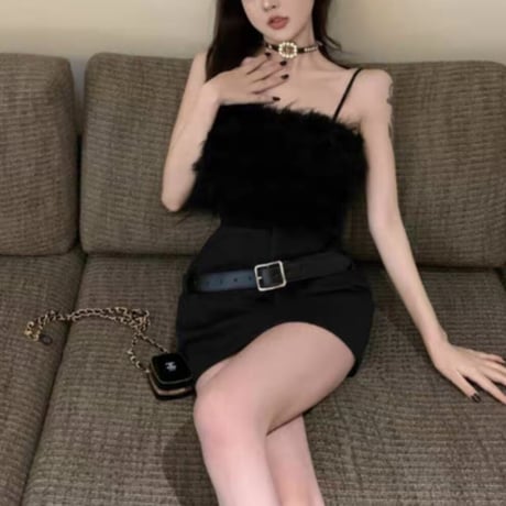 fur short camisole 2色