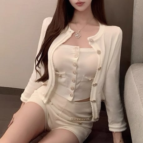 Gold Button Knit Set