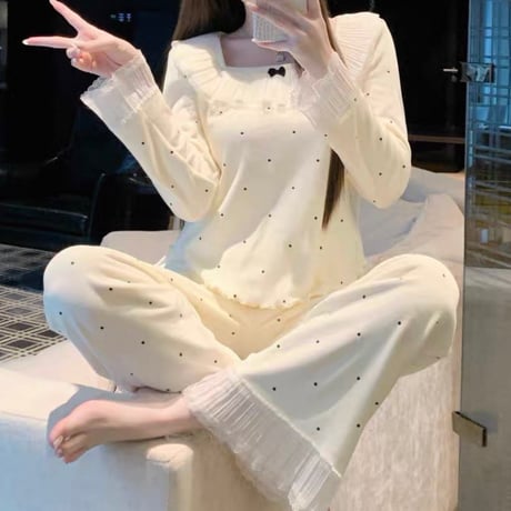 Dot Ribbon Pajama Set 2色