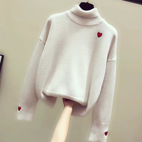 しぴたん様ご着用*.ポイントハートセーター3色