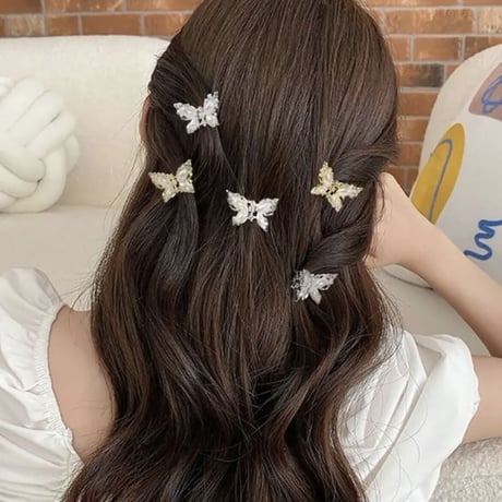 バタフライヘアクリップゴールド＆シルバー4個セット